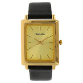 Sonata Men's Watch Analog Champagne Dial With Black Leather Strap, 7078YL02